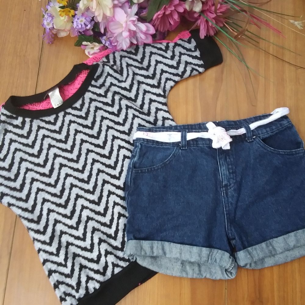 2 for 1.. AlmostFamous black sweater&cuffed shorts